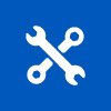 White icon of two wrenches in a X formation
