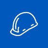 White icon of safety helmet